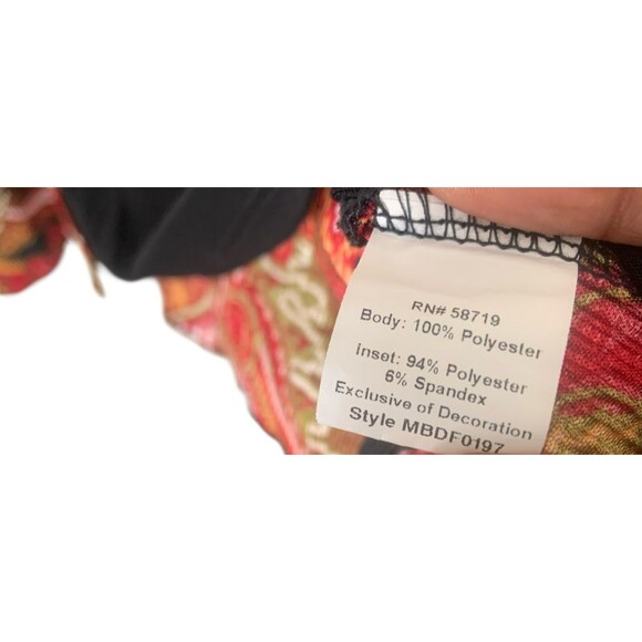 Notations Sz L Ribbed Paisley Floral Print Blouse Forest Fairy Y2K Flowy - Picture 6 of 6